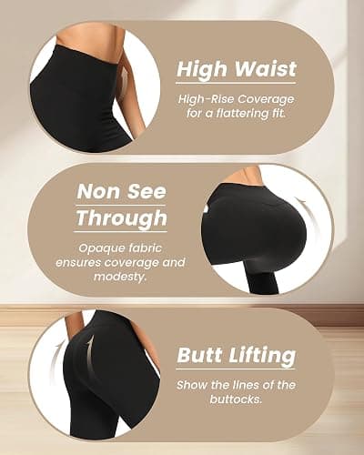 NexiEpoch 4 Pack Leggings for Women - High Waisted Tummy Control Soft Black Capri Yoga Pants with Pockets for Workout thumbnail 3