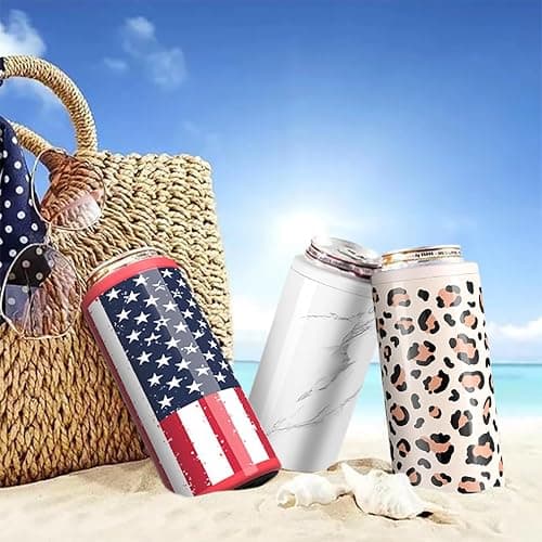 TILUCK Skinny Can Cooler for Slim Beer & Hard Seltzer, Stainless Steel, Doucle-Walled Stainless Steel Insulated Slim Cans, Standard 12 oz (Leopard Print) thumbnail 6