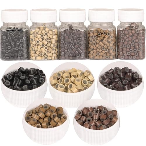 GOTDYA 2500pcs 5mm Hair Extentions Beads, Silicone Lined Micro Rings Links, I Tip Weft Sew in and Hair Tinsel Beads for Hair Extensions,Multi-colored - Image 1
