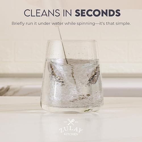 Zulay Kitchen Powerful Milk Frother Wand - Handheld Stainless Steel - Battery Operated Drink Mixer for Coffee, Lattes, Cappuccino, Matcha - Froth Mate Frother Gift - Cool Tide thumbnail 6