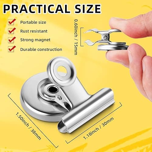 Grtard 24 Pack Magnetic Clips Heavy Duty, Magnet Clips for Fridge, Refrigerator Magnets, Strong Magnetic Clip, Scratch Free Magnets with Clip for Whiteboard, Refrigerator, Cruise, Locker thumbnail 3