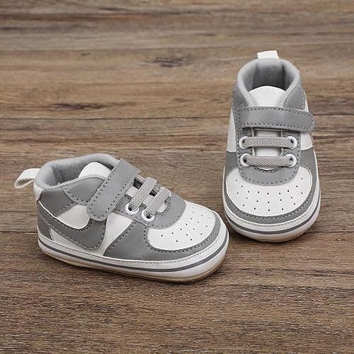 Clowora Unsex Baby Shoes Boys Girls Infant Sneakers Non-Slip Soft Rubber Sole Toddler Crib First Walker Lightweight Shoes - 6-12 Months Infant - A03/Grey thumbnail 4