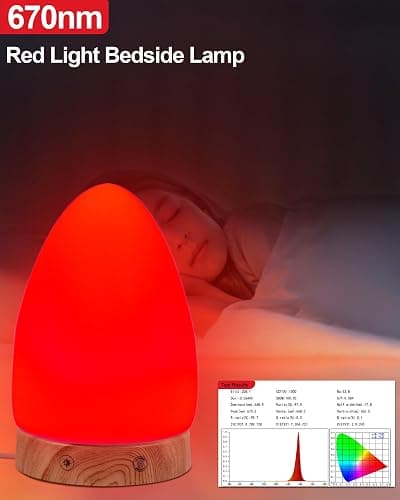 Red Light Night Light Lamp for Sleep, Red Nightlight Desk Lamp with 670nm Wavelength Multi-Color and Brightness Options Remote Control USB Charging Elegant Design thumbnail 2