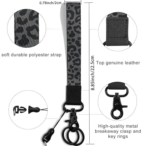 Yiflin Cute Wrist Lanyard for Keys, Keychain, Wallet, Id Holder, Cell Phone, Wristlet Lanyard Key Chain Holder（Black Leopard） thumbnail 3