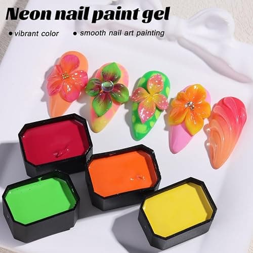 Fcozpjk Ombre Paint Nail Gel, 9 Colors Neon Gradient Patting Gel Polish with 50PCS Sponges Aura Nails Blush Flower French Tips Drawing Summer Hot Pink Green Blending Gels Manicure Palette UV/LED Cure thumbnail 5