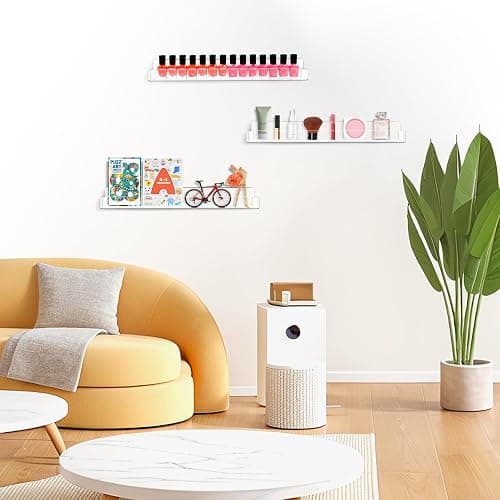 AumVum Acrylic Wall Mounted Nail Polish Organiser Rack, 6 Tiers Clear Shelves with Removable Anti-Slip Inserts, Paint Rack Essential Oil Perfume Stand, Nail Varnish Storage Display Shelf 15 Inches thumbnail 7