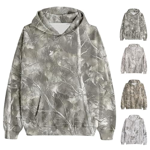 Womens Camo Hoodie Maple Leaf Print Oversized Hooded Sweatshirt Fleece Pullover Camouflage Hoodies for Women Trendy thumbnail 4