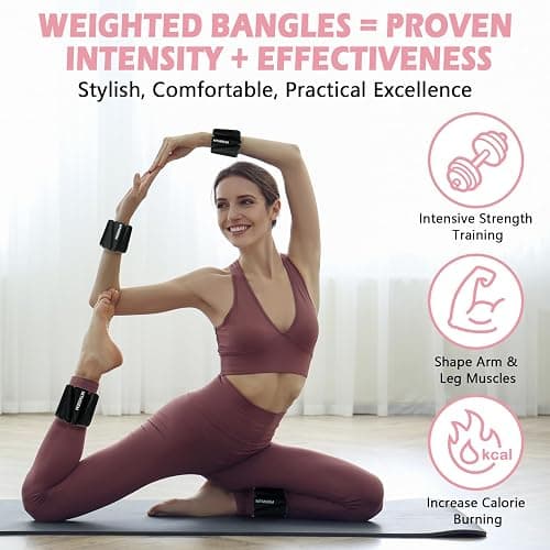 Wrist Ankle Weights for Women Men, Adjustable Silicone Weighted Bangles 2 Lbs Each, Wrist Weights Perfect for Walking, Pilates, Yoga, Barre, Pool, Exercises,Strength Training and Gym (Set of 2) thumbnail 3