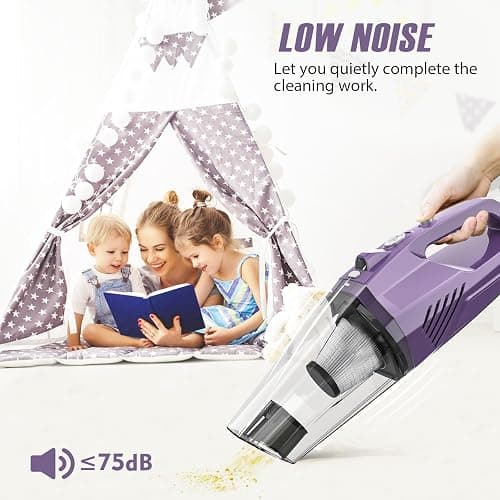 Handheld Vacuum Cordless - Car Vacuum Portable & Small Vacuum Cleaner with 6KPa Suction, USB Vacuum Cordless Rechargeable, HEPA Filter, LED Light for Pet Hair, Home, Car, Office - Includes Accessories thumbnail 6