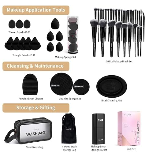 MAANGE Makeup Brush Set 51 PCS Professional Makeup Brushes for Foundation Powder Concealers Eye shadows Blending Blush Travel Make up Brush Kit (Black) thumbnail 2