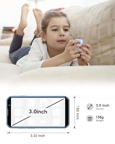 ACCOF Mini Phone Unlocked,3.0 Inch Display Mini Smartphone Android Unlocked, Dual Camera, Small Phone,900mAh 3G Network Cell Phone for Kids/Student/Backup/Travel,Dual SIM 2GB+16GB/128GB (Black) thumbnail 3