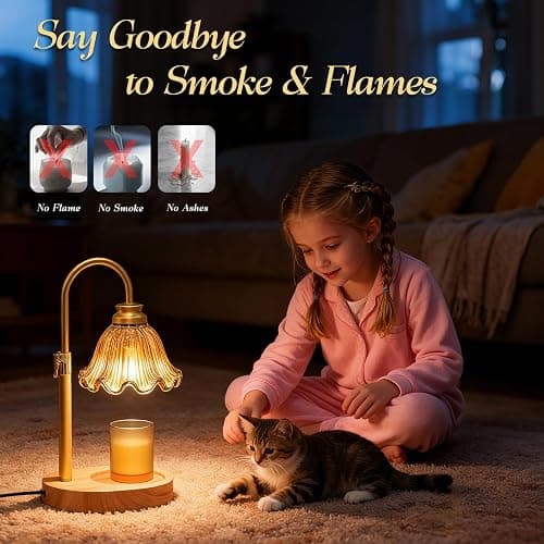 WYghyronic Candle Warmer Lamp with Timer & Dimmable 4-Level Brightness - Adjustable Height,for New Home Bedroom, Gifts for Women(Brown2) thumbnail 4