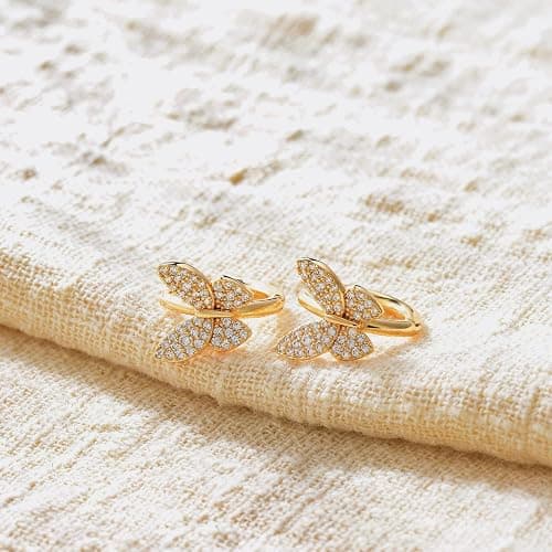 Cubic Zirconia Huggie Earrings 14k Gold Plated Tiny Earrings Small Simple Handmade Hypoallergenic Everyday Jewelry thumbnail 8