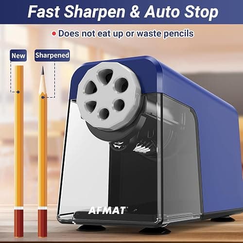 AFMAT Electric Pencil Sharpener Heavy Duty, 6 Holes, Auto Stop Pencil Sharpener for Artists, Classroom Electric Sharpener for 6-11mm Colored Pencils, 7000 Sharpenings, Fast Sharpen, Save Pencils PSX1 thumbnail 3