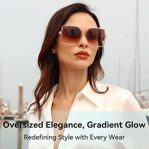 Dollger Oversized Square Sunglasses for Women Big Large Wide Fashion Shades for Men UV Protection Unisex thumbnail 3