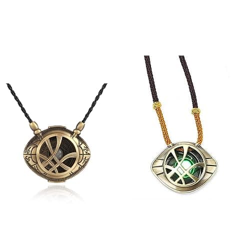 HUAWELL 2 Piece Dr Cosplay Costume Strange Necklace Eye of Agamotto Costume Prop Stone Pendant Glow in The Dark - Image 1