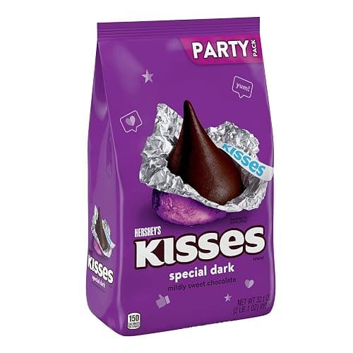 HERSHEY'S KISSES SPECIAL DARK Mildly Sweet Chocolate Candy Party Pack, Great Holiday Candy and Stocking Stuffer 32.1 oz thumbnail 3