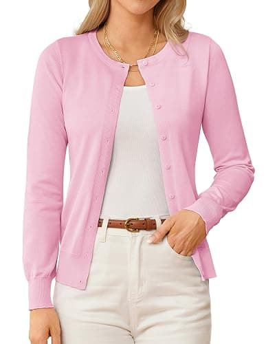 GRACE KARIN Womens Long Sleeve Knit Cardigan Sweaters Casual Dressy Open Front Button Down Cardigans Spring Outfits - Image 1