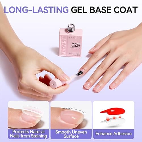 Makartt Gel Top and Base Coat Set: 2 PCS 15ml No Wipe Upgrade Diamond-Shine Long-Lasting Base and Top Coat Gel Nail Polish Soak Off UV LED Lamp Needed Home DIY Gift Women thumbnail 4