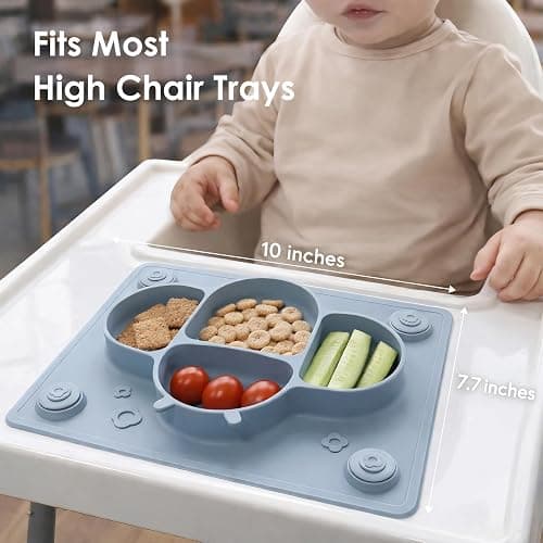 ROCCED Suction Plates for Baby Placemat Spoon Fork Set for Toddlers, Silicone Baby Plates with Suction Dishes for Kids Plate-Mustard thumbnail 5