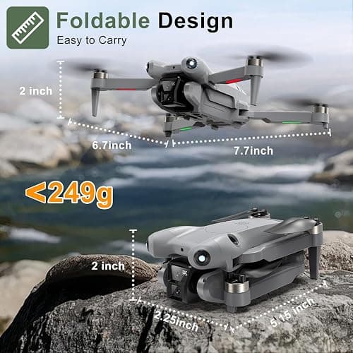 ASFSFQ PRO Drone with Camera for Adults 4K, Brushless Motors Drone for Kids Beginners, 40mins Flight Time with 2 Batteries, FPV Foldable RC Quadcopter, Toys Gifts for Teen Boys Girls, Beginner（Grey） thumbnail 7