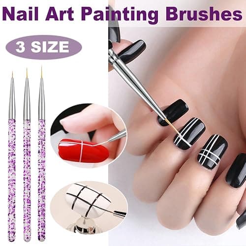 Nail Stamper Nail Art Brushes - French Tip Nail Stamp Clear Nail Art Stamper Jelly with Scraper, 3pcs Nail Pen Brushes, Soft Silicone Stamper Printer DIY French Tip Nail Stamping (3Pcs) thumbnail 6