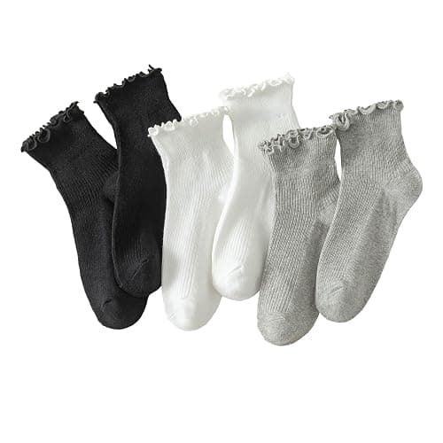 Hstyle 6 Pairs of Ruffle Socks Women, Cute Ruffle Ankle Socks - Image 1