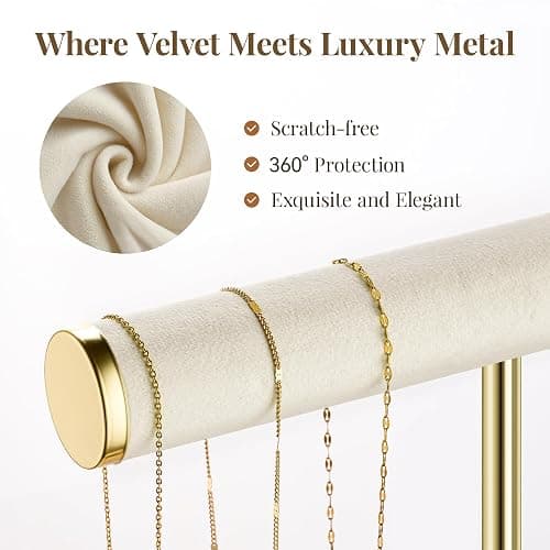 bussdis 3 Tier Bracelet Holder Display - Detachable T Bar Beige Velvet Bracelet Holder, Jewelry Holder Organizer for Bracelet, Necklace, Earrings, Rings thumbnail 5