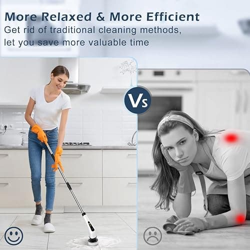 Bomves Electric Spin Scrubber, Cordless Cleaning Brush Scrubber for Home, 8 Replaceable Brush Heads-90Mins Work Time, 3 Adjustable Size, 2 Speeds for Bathroom Shower Bathtub Glass Car thumbnail 4