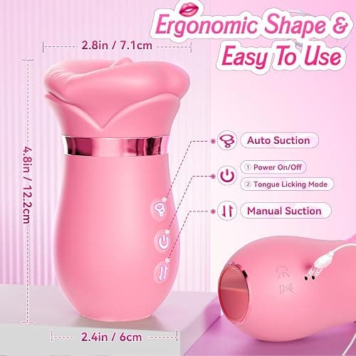 Mouth Sucking Vibrator Rose Sex Toy for Women Female Couples | Tongue Lick Suction Vibrators, AI App, Easy-Grip, Velvety Silicone, IPX7 Waterproof, Ultra-Quiet Adult Toys & Games thumbnail 8