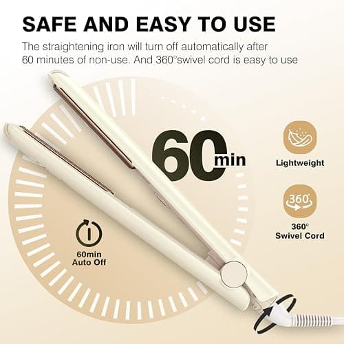 MiroPure 1 Inch Flat Iron, Hair Straightener with 30S Fast Heating & 60min Auto Shut-Off, Hair Straightener and Curler 2 in 1 with 3D Ceramic Floating Plates, Beige thumbnail 5