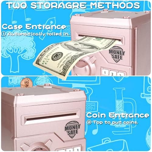 TOPBRY Piggy Bank for kids,Electronic Password Piggy Bank Kids Safe Bank Mini ATM Piggy Bank Toy for 3-14 Year Old Boys and Girls (Rose Gold) thumbnail 4