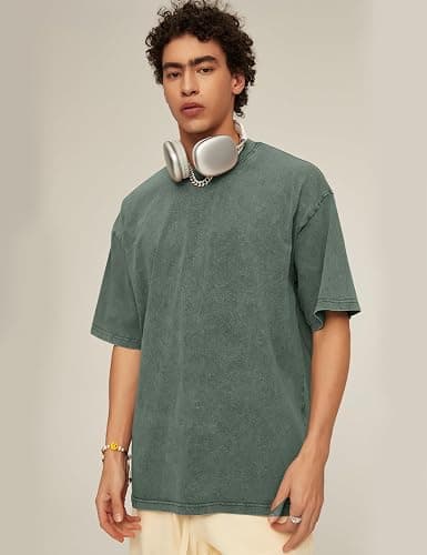 Flygo 3 Pack Men Oversized T Shirts Acid Washed Unisex Tee Loose Fit Short Sleeve Casual Streetwear Baggy Basic Tops thumbnail 6