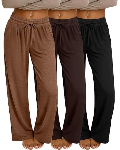 Neer 3 Pack Women's Baggy Sweatpants with Pockets, Wide Leg Yoga Pants Cozy Thick Lounge Pants Drawstring Casual Loose Jogger - Image 1