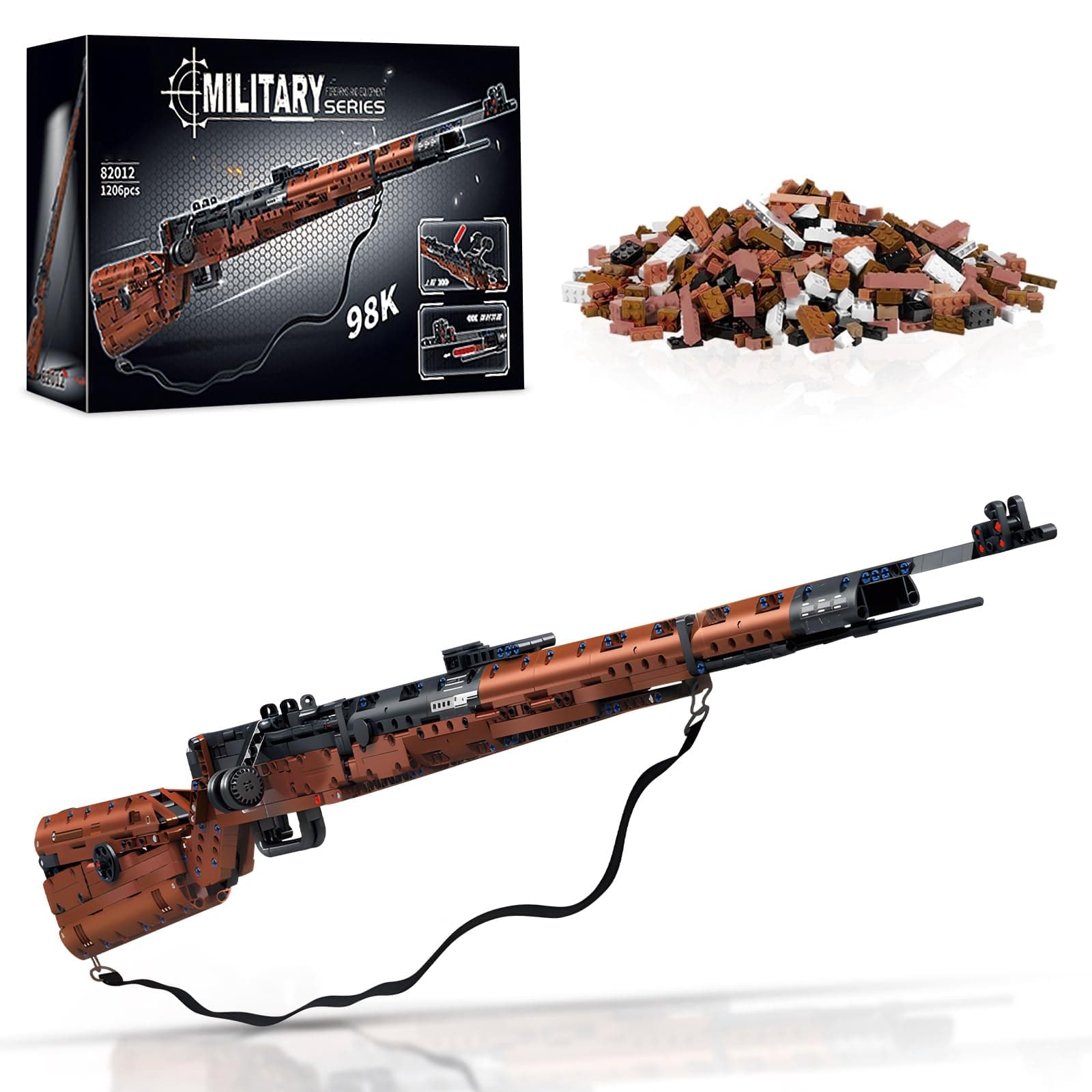 Finger Rock 98K Model Gun Building Blocks Set for Adults, 1:1 Simulation Shootable Mechanical Weapon Technical Building Kit, 1206 Pieces Surprises Collectible Gift for Military Weapon Toy Lovers - Image 1
