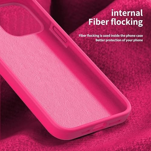 FUNMIKO Compatible with iPhone 15 Pro Max Case with Screen Protector,Upgraded Liquid Silky Soft Silicone,Fashionably Designed for Women and Girls,Protective Phone Cover,Hot Pink thumbnail 3