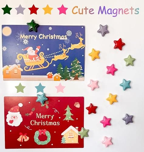 KEYDUACU 16Pcs Strong Star Refrigerator Magnet Fridge Sticker,Colorful 3D Craft Decoration Magnet,Strong Fridge Magnets for Kitchen,Office Whiteboard, Cabinet and Dishwasher (Colorful Star) thumbnail 3