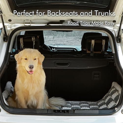 NestlyMoly Dog Bed for Car, Pet Travel Backseat Mat for Vehicle SUV Truck Jeep Automobile, Large Washable Foldable Non-Slip Fuzzy Soft Comfortable Cozy Extender Protector Cover Pad, Grey, 24.8x54 in thumbnail 4