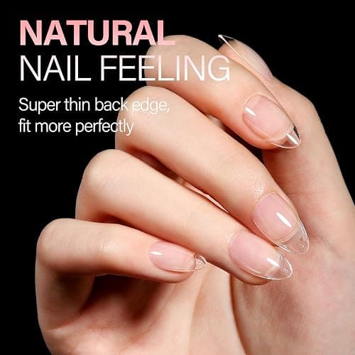 AILLSA Short Almond Nail Tips Pre-Shaped Acrylic Nail Tips Half Matte Full Cover Nails Tips Clear Gelly Press on Flase Tip Nail for Extension Nail Manicure Home DIY 240PCS 15Sizes thumbnail 3