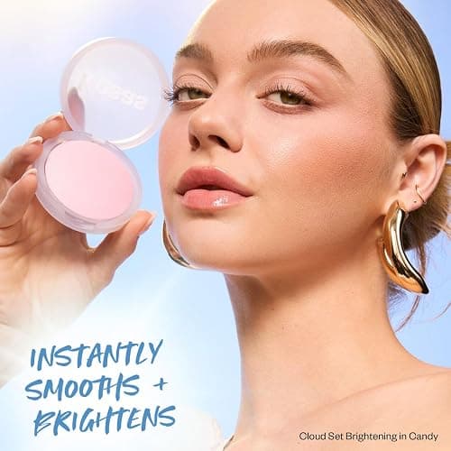 Kosas Cloud Set Face Brightening Powder - Pressed Brightening Powder, Smooths Shine Controll, Coverage for Dark Undereye & Uneven Skin - Lightweight Setting Powder - Candy (Sheer Brightening Pink) | Coverage for Dark Undereye, Coverage for Uneven Skin, Smooths Shine Controll thumbnail 3