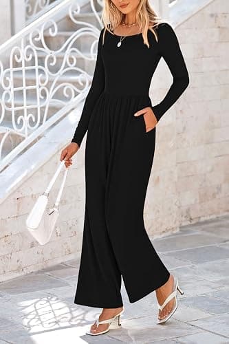 PRETTYGARDEN Womens Jumpsuits Dressy Casual Fall Fashion 2025 Trendy Long Sleeve Wide Leg Rompers Spring Work Office Outfits thumbnail 6