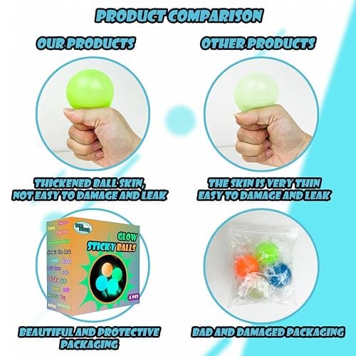 Glow in The Dark Sticky Balls that Stick to The Ceiling,Stress Balls for Kids and Adults,Glowing Sticky Ball,ASMR Cool Stuff for Teens,Elevated Ball,Glow Toys,LumiBalls,Stocking Stuffers(4Pcs) thumbnail 3