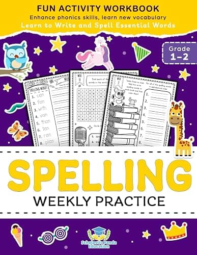 Spelling Weekly Practice for 1st 2nd Grade: Learn to Write and Spell Essential Words Ages 6-8 | Kindergarten Workbook, 1st Grade Workbook and 2nd ... ... + Worksheets (Elementary Books for Kids) - Image 1