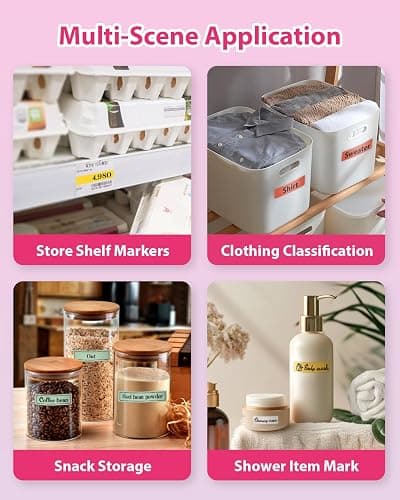 NDYIN Label Maker Machine with Tape, N12 Portable Bluetooth Label Printer, Wireless Mini Label Makers Thermal Sticker with Multiple Templates for Home, Kitchen, School, Office Organization, Pink thumbnail 5
