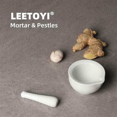 LEETOYI Small Ceramic Mortar Pestle Set, Herb Grinder Pill Crusher 3.3-inch | Ceramic Mortar Pestle Set, Herb Grinder Pill Crusher thumbnail 6