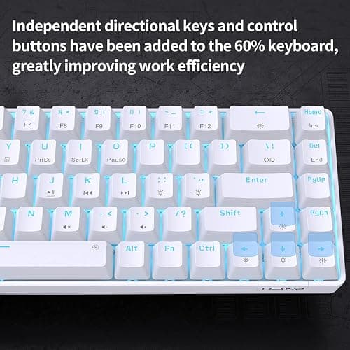 DIERYA T68SE 60% Gaming Mechanical Keyboard,Ultra Compact Mini 68 Key with Red Switches Wired Keyboard,Anti-Ghosting Keys, for Windows Laptops and PC Gamers,White thumbnail 4
