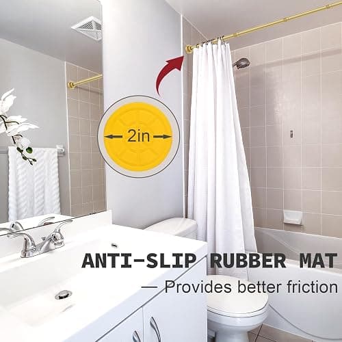 Thestoa Gold Shower Curtain Rod Adjustable 43-66 inch, 1"Diameter Spring Tension Curtain Rod No Drill, Anti-Rust Non-Slip Shower Rod for Bathroom thumbnail 3