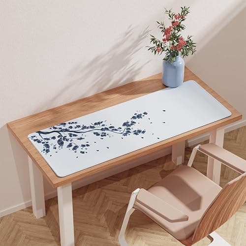 EFISH Japanese Plum Blossoms Mouse Pad (31.5 × 11.8 × 0.12 inch) Extended Large Mouse Mat Desk Pad, Stitched Edges Mousepad,Non-Slip Rubber Base,Gaming Mouse Pad XL thumbnail 2