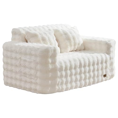 ZurNesfure Sofa Couch Loveseat, Memory Foam Couch with Pillow, Modern Cloud Couch with deep seat and Removable Washable Cover Boneless Sofas for Living Room Bedroom Apartment (White,Loveseat) thumbnail 9