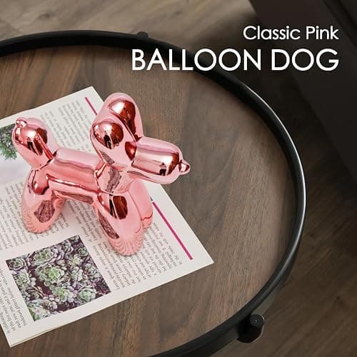 Notakia Cute Ceramics Balloon Dog Statue Crafts Living Room Desktop Decorations,Handmade Modern Small Ceramic Animal Statue Ornament Home Decor Accents thumbnail 7